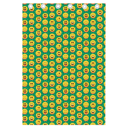 Cute Christmas Emoji Pattern Print Curtain