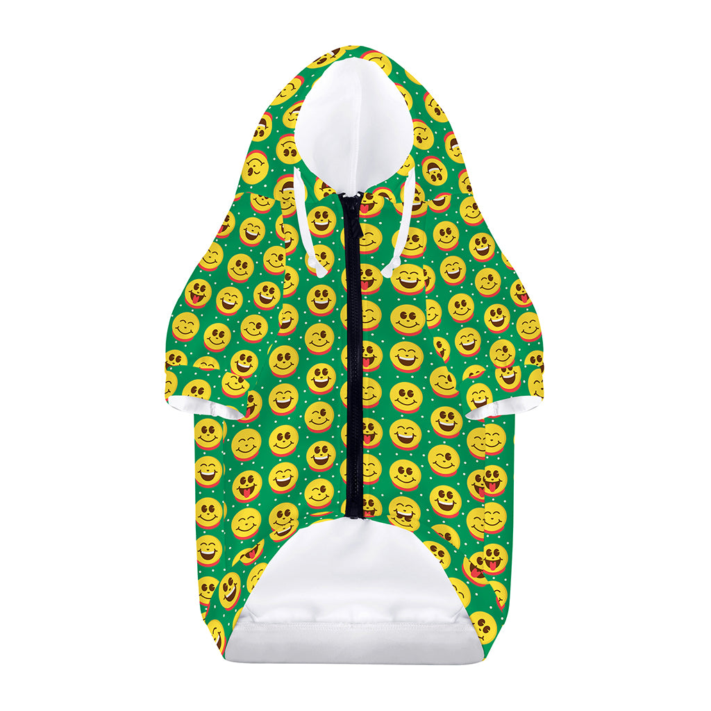Cute Christmas Emoji Pattern Print Dog Zip Up Hoodie