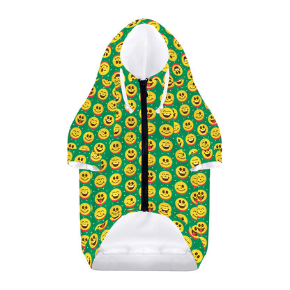 Cute Christmas Emoji Pattern Print Dog Zip Up Hoodie