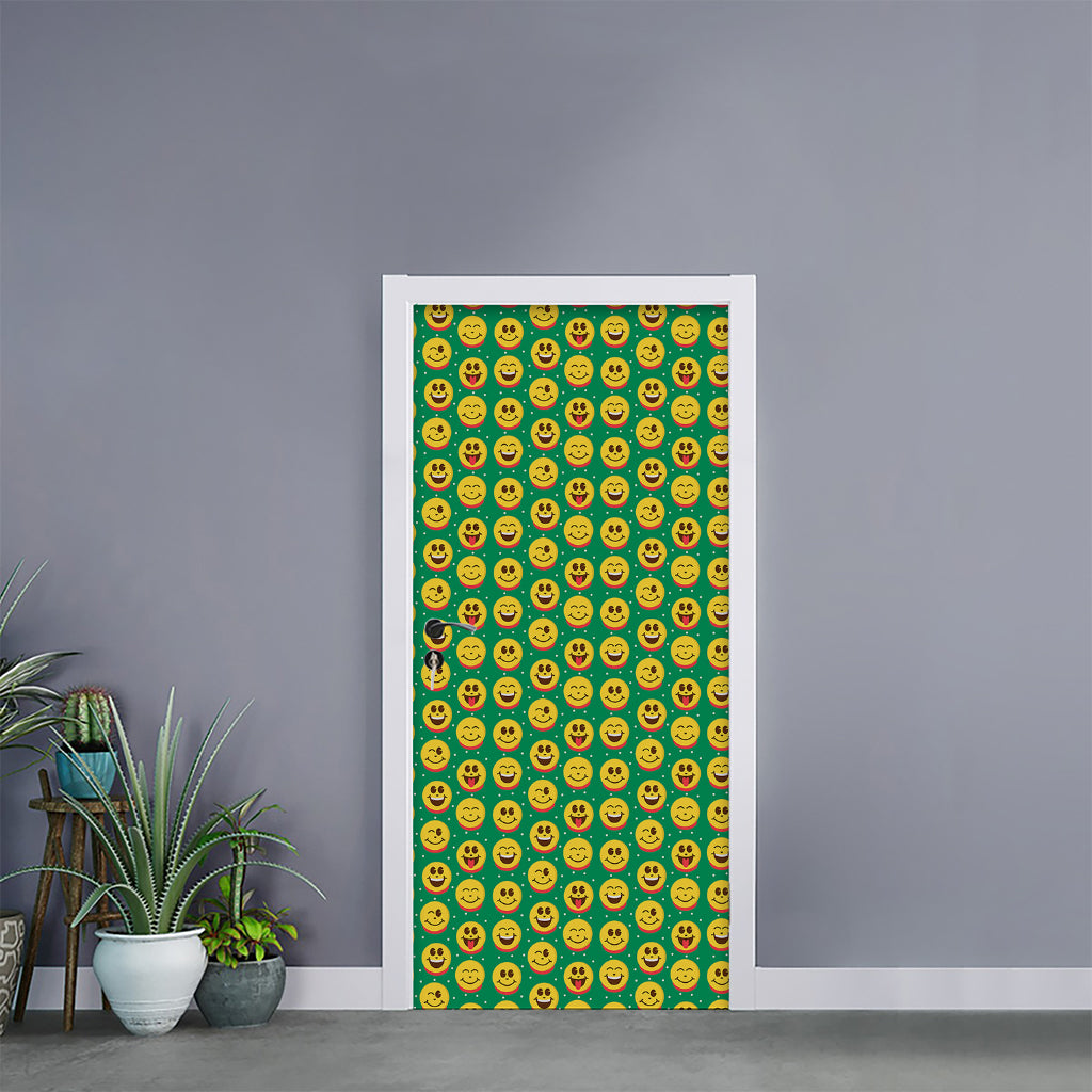 Cute Christmas Emoji Pattern Print Door Sticker