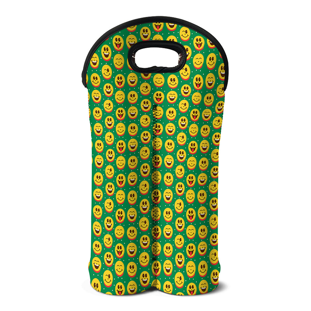 Cute Christmas Emoji Pattern Print Double Neoprene Wine Tote