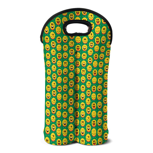 Cute Christmas Emoji Pattern Print Double Neoprene Wine Tote