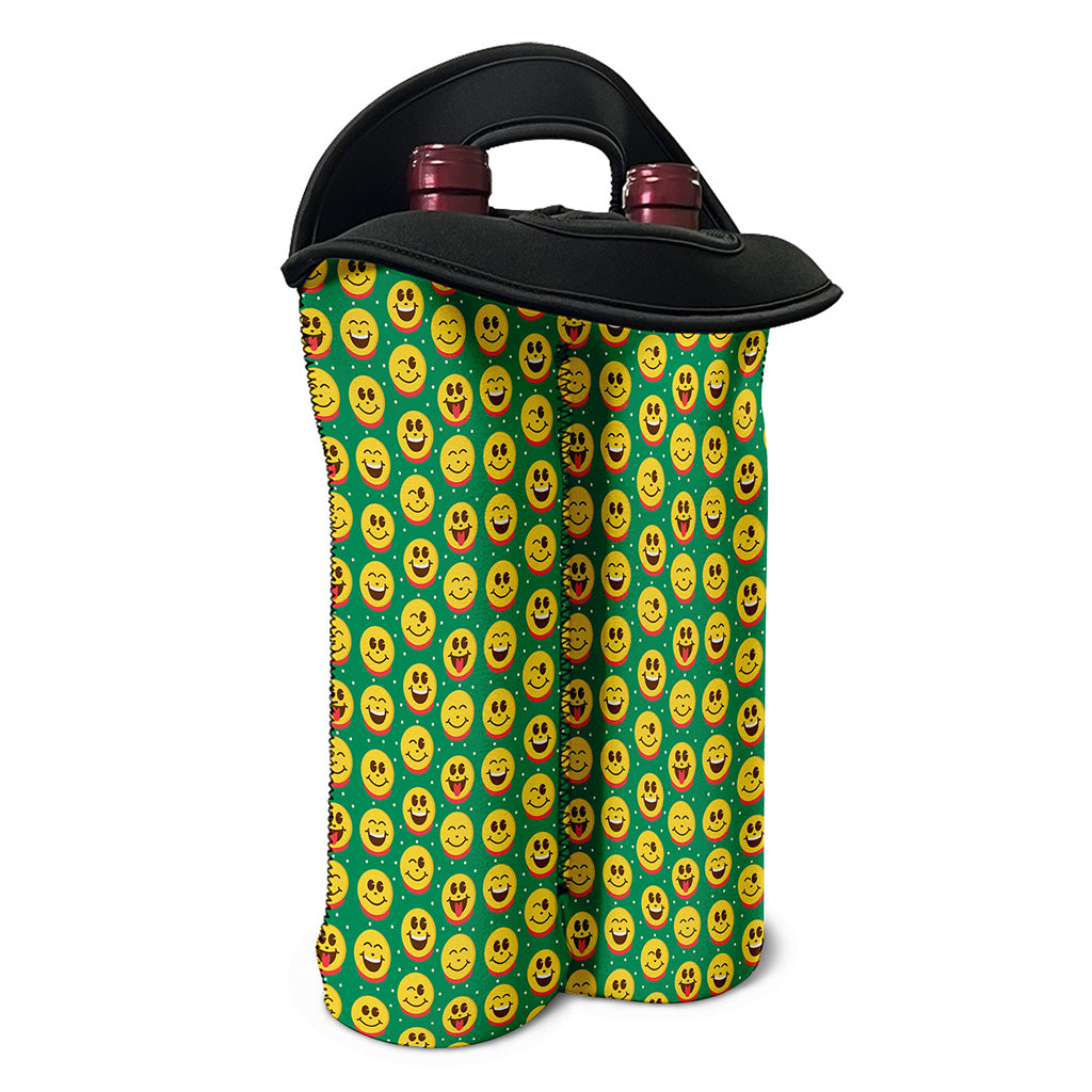 Cute Christmas Emoji Pattern Print Double Neoprene Wine Tote