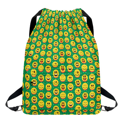 Cute Christmas Emoji Pattern Print Drawstring Backpack