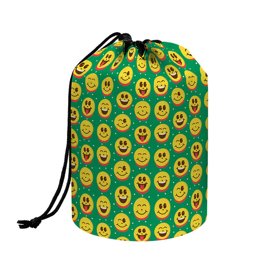 Cute Christmas Emoji Pattern Print Drawstring Makeup Bag