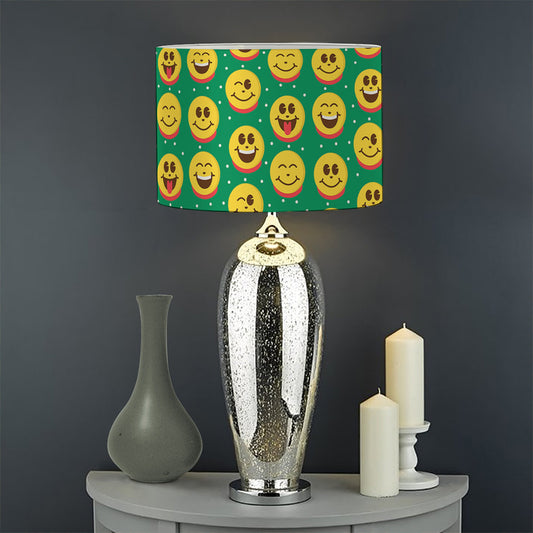 Cute Christmas Emoji Pattern Print Drum Lamp Shade