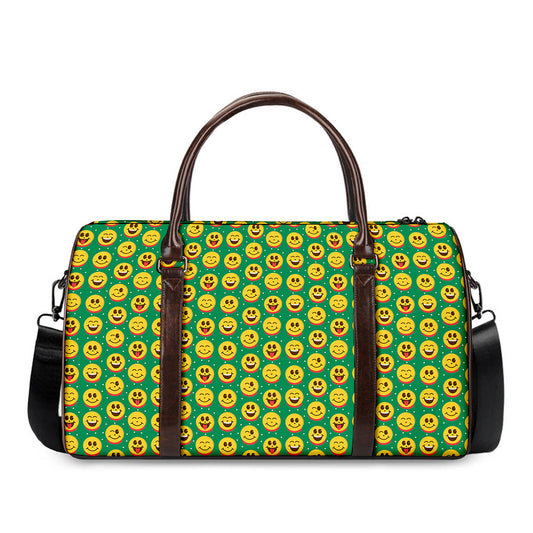 Cute Christmas Emoji Pattern Print Duffle Bag