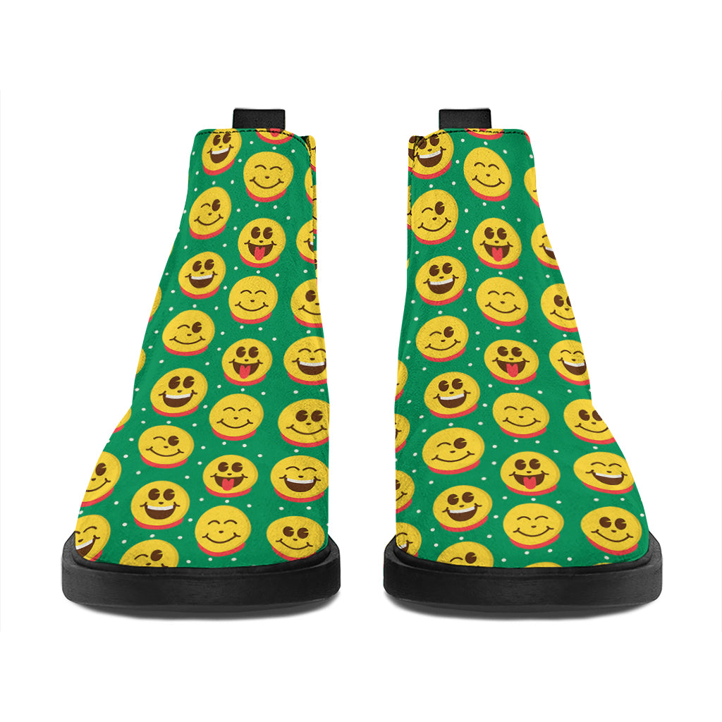 Cute Christmas Emoji Pattern Print Flat Ankle Boots