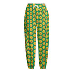 Cute Christmas Emoji Pattern Print Fleece Lined Knit Pants