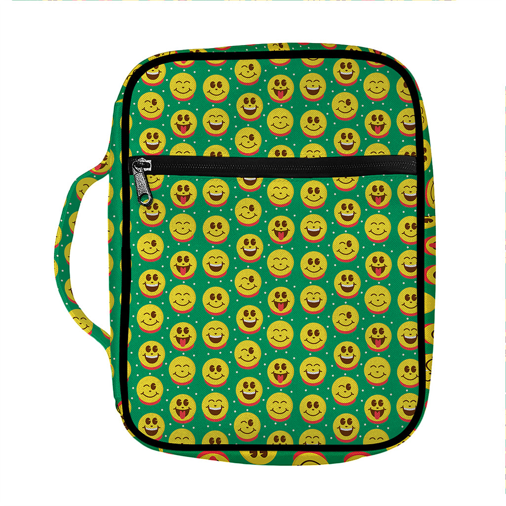 Cute Christmas Emoji Pattern Print Front Pocket Bible Bag