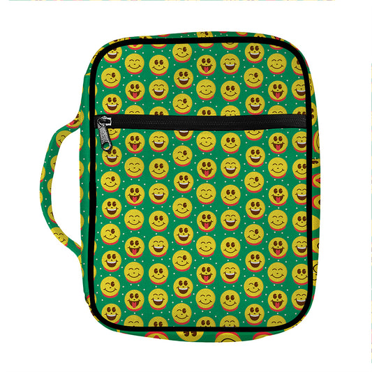 Cute Christmas Emoji Pattern Print Front Pocket Bible Bag