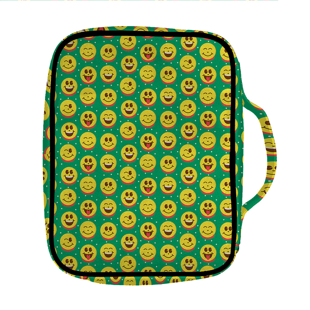 Cute Christmas Emoji Pattern Print Front Pocket Bible Bag