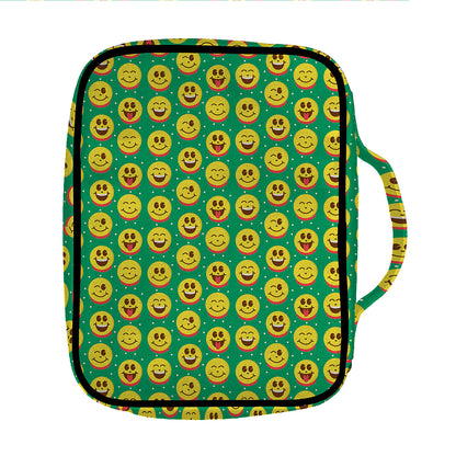 Cute Christmas Emoji Pattern Print Front Pocket Bible Bag
