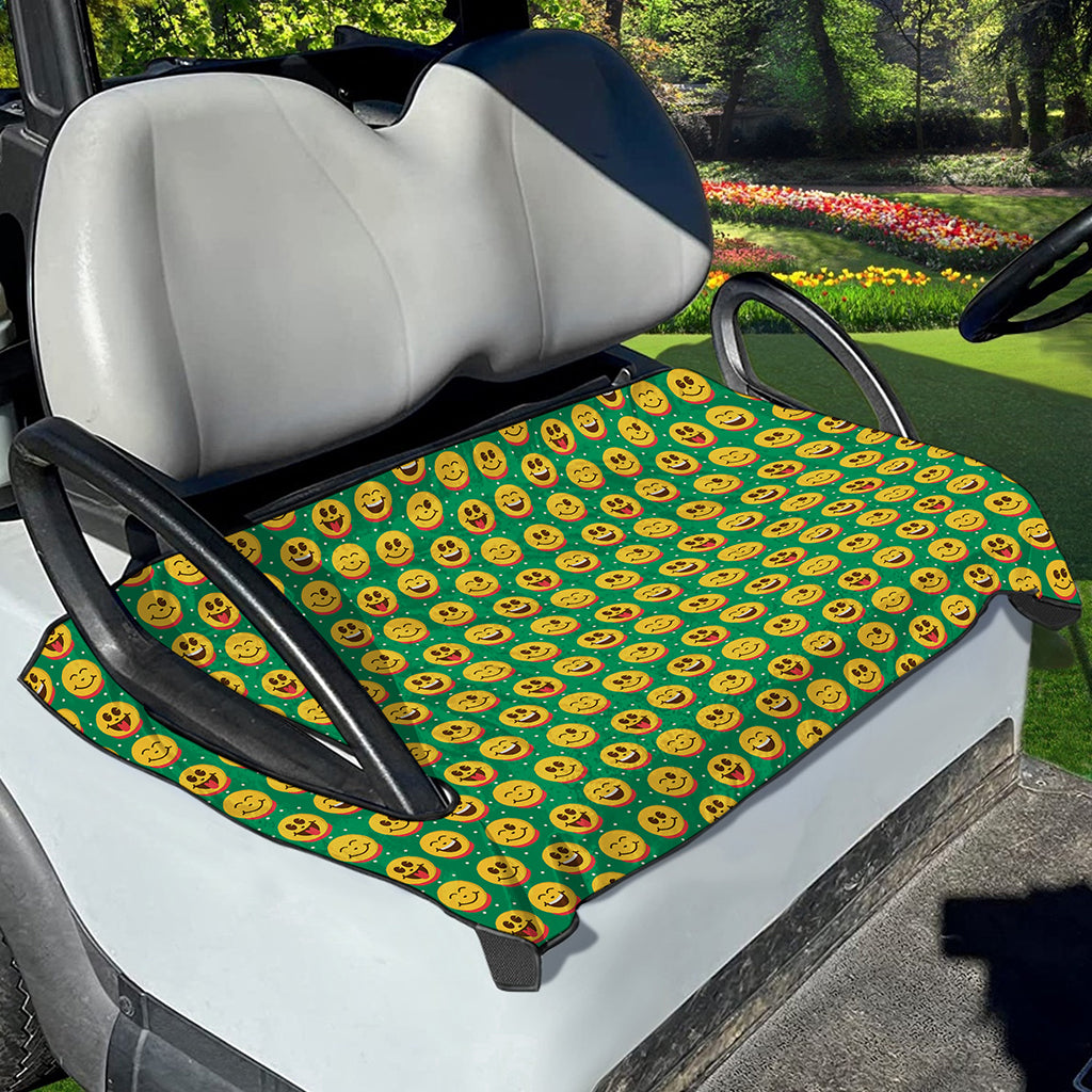 Cute Christmas Emoji Pattern Print Golf Cart Seat Cover