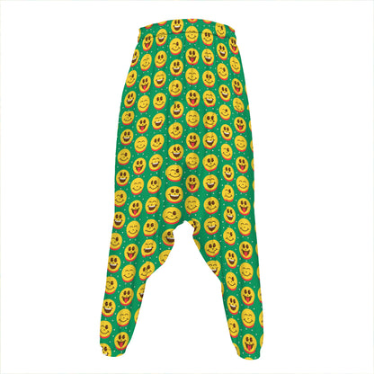 Cute Christmas Emoji Pattern Print Hammer Pants