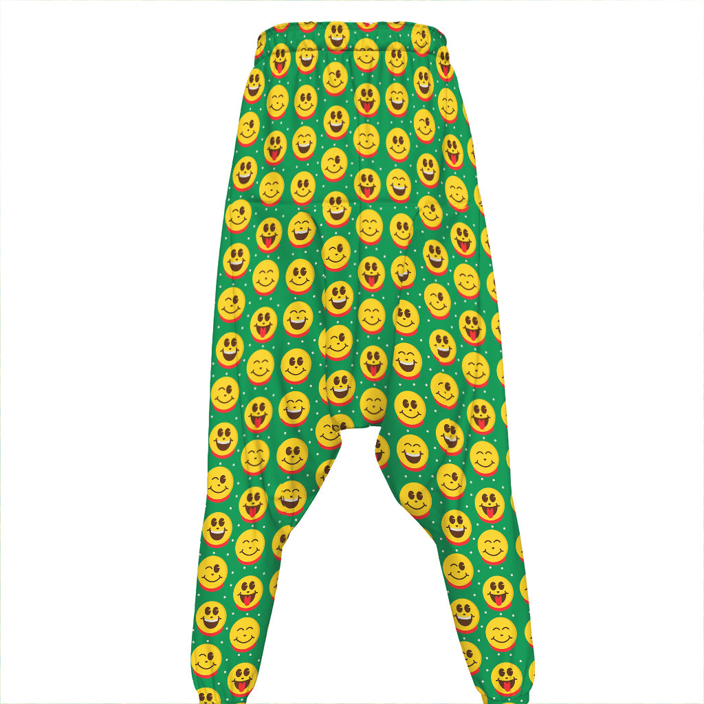 Cute Christmas Emoji Pattern Print Hammer Pants