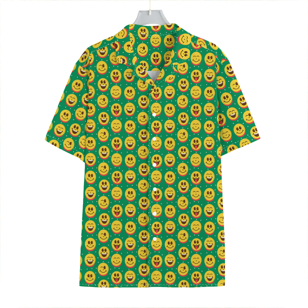 Cute Christmas Emoji Pattern Print Hawaiian Shirt