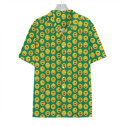 Cute Christmas Emoji Pattern Print Hawaiian Shirt