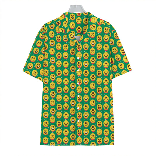 Cute Christmas Emoji Pattern Print Hawaiian Shirt