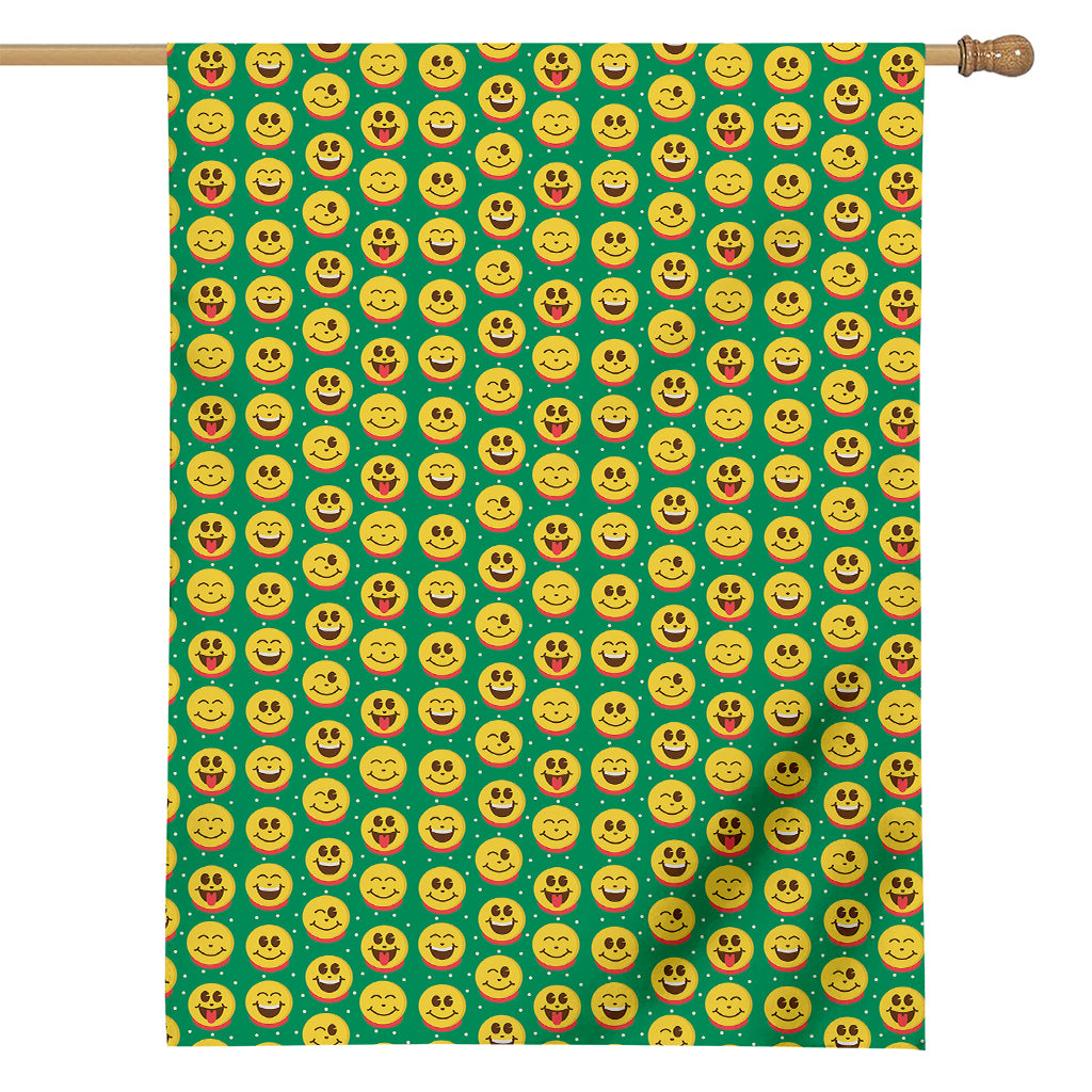 Cute Christmas Emoji Pattern Print House Flag
