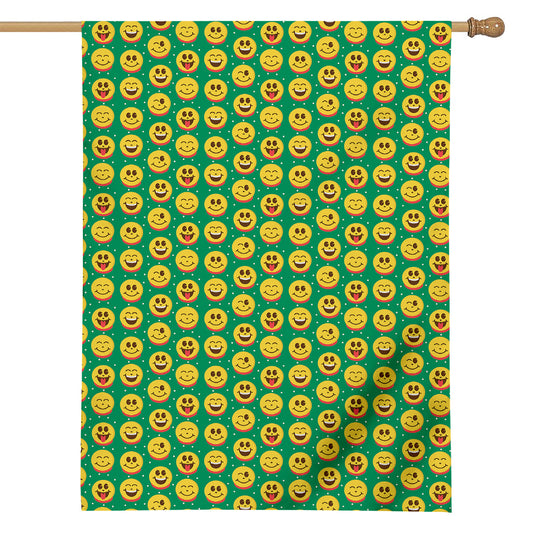 Cute Christmas Emoji Pattern Print House Flag