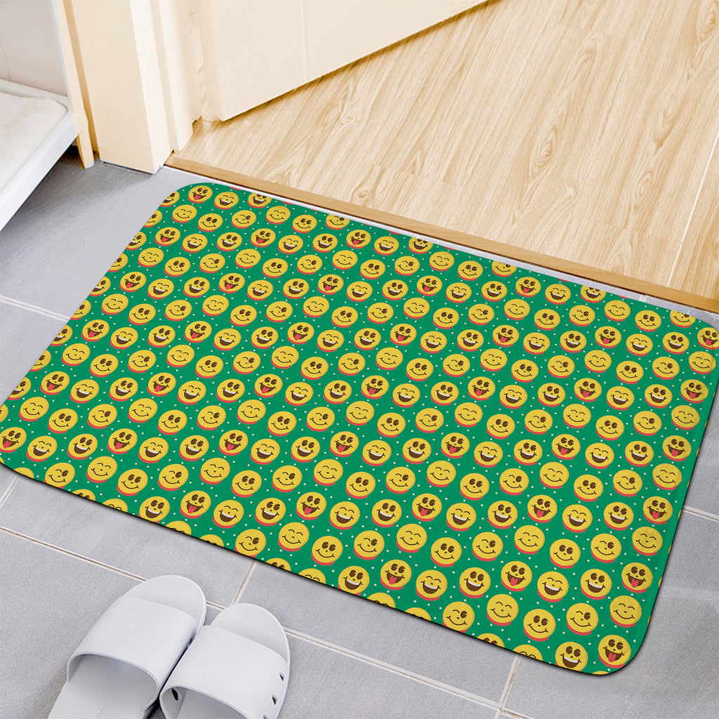 Cute Christmas Emoji Pattern Print Indoor Door Mat
