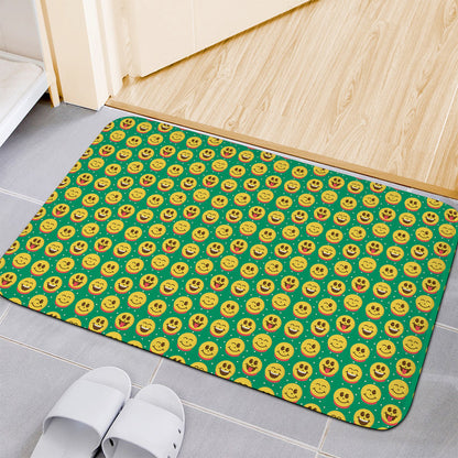 Cute Christmas Emoji Pattern Print Indoor Door Mat