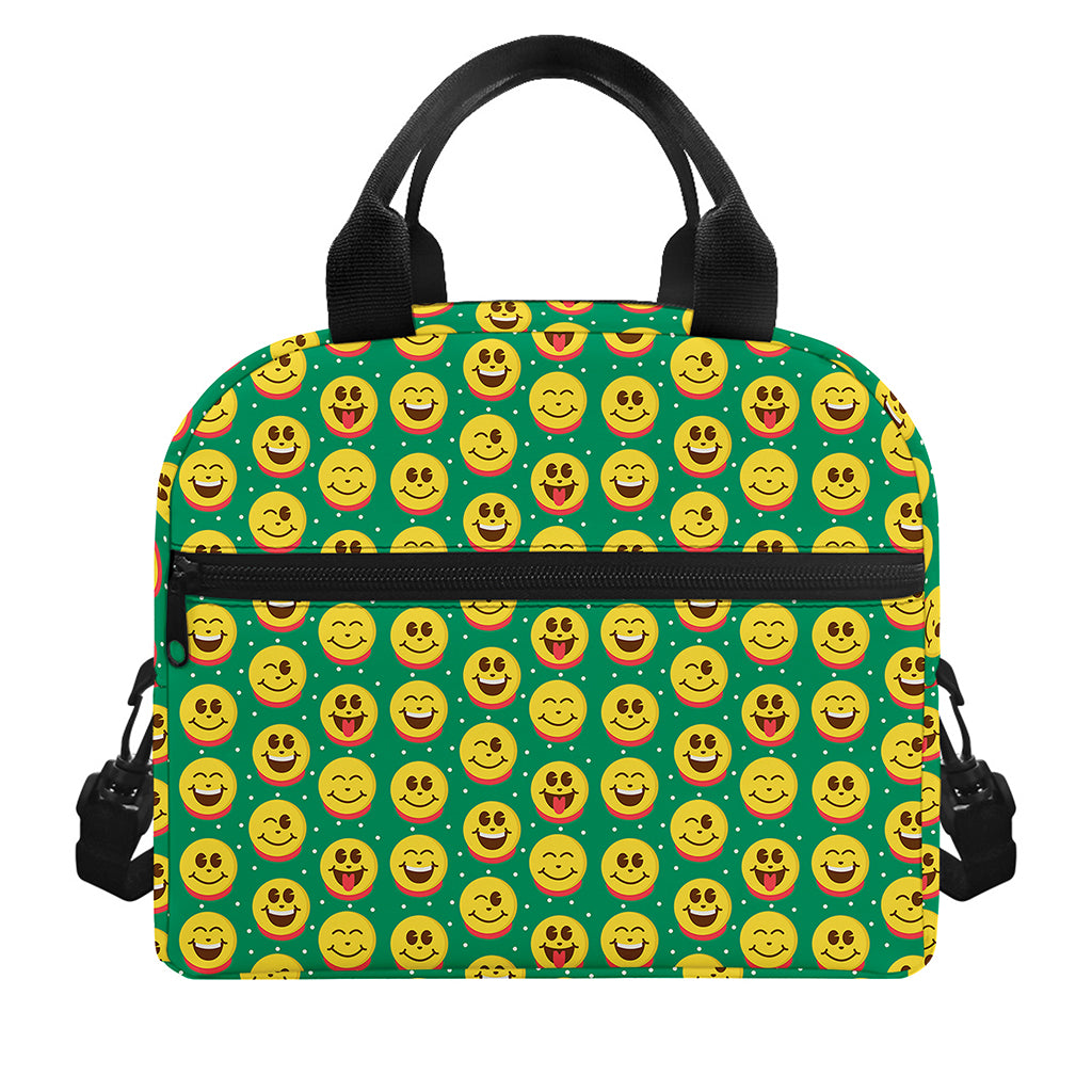 Cute Christmas Emoji Pattern Print Insulated Lunch Bag