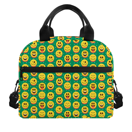 Cute Christmas Emoji Pattern Print Insulated Lunch Bag