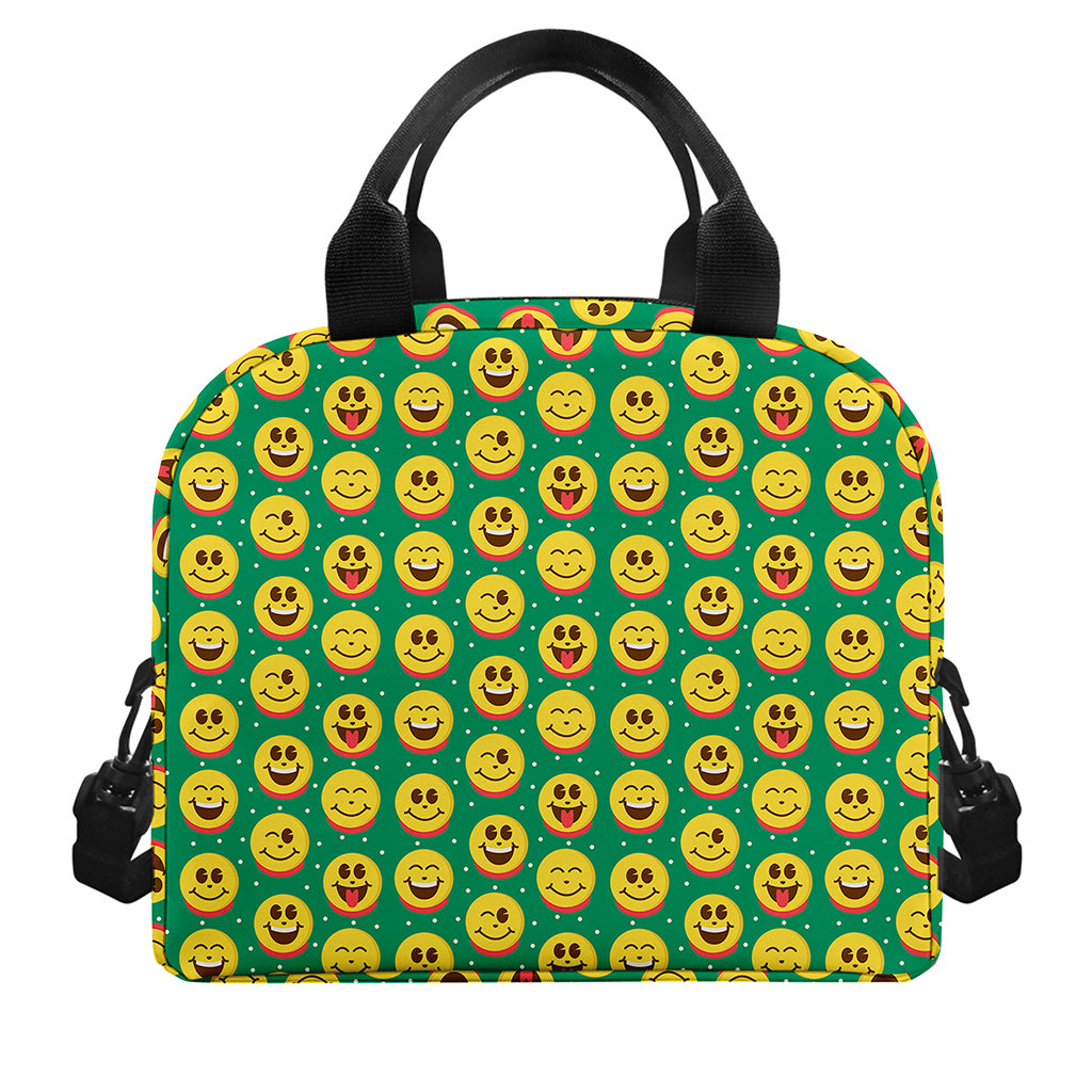 Cute Christmas Emoji Pattern Print Insulated Lunch Bag