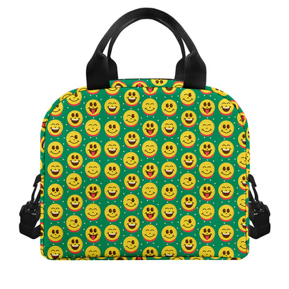 Cute Christmas Emoji Pattern Print Insulated Lunch Bag