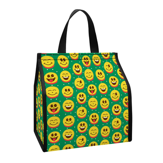 Cute Christmas Emoji Pattern Print Insulated Lunch Tote