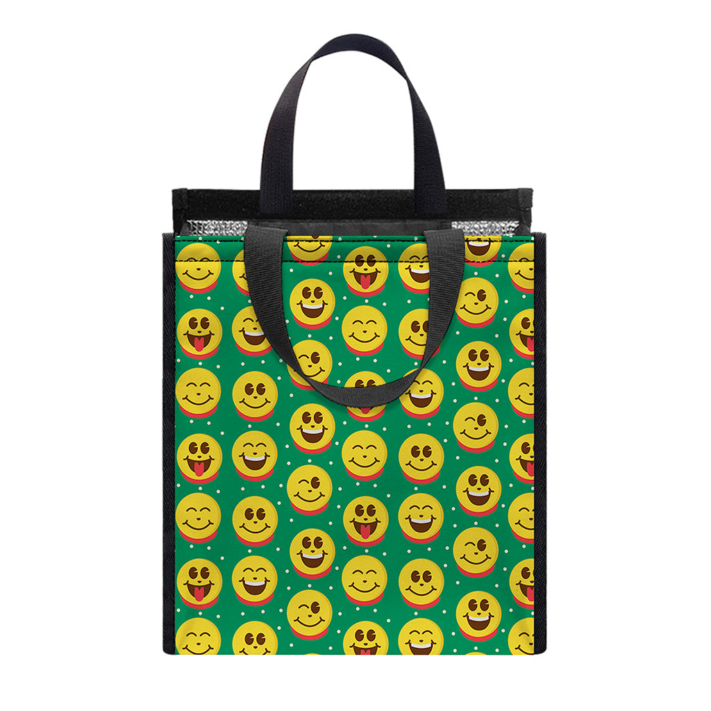 Cute Christmas Emoji Pattern Print Insulated Lunch Tote