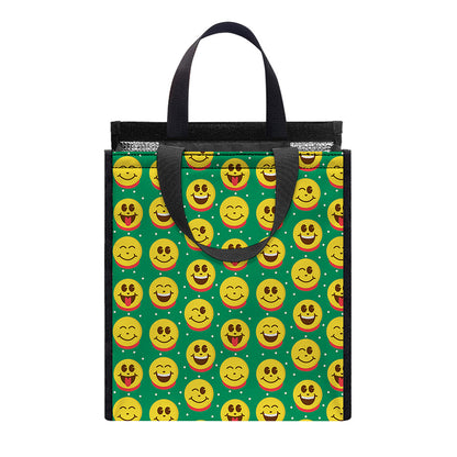 Cute Christmas Emoji Pattern Print Insulated Lunch Tote