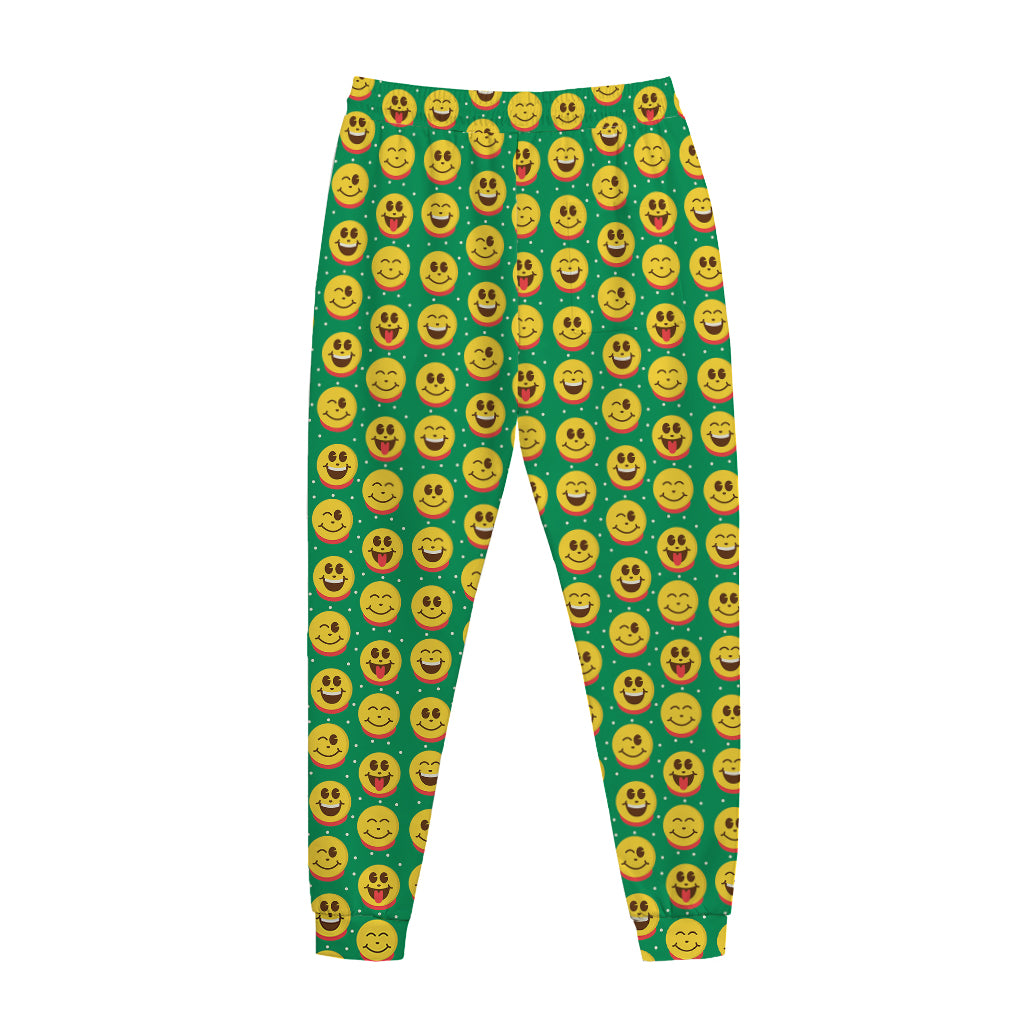 Cute Christmas Emoji Pattern Print Jogger Pants