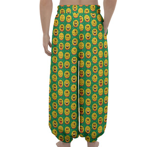 Cute Christmas Emoji Pattern Print Lantern Pants