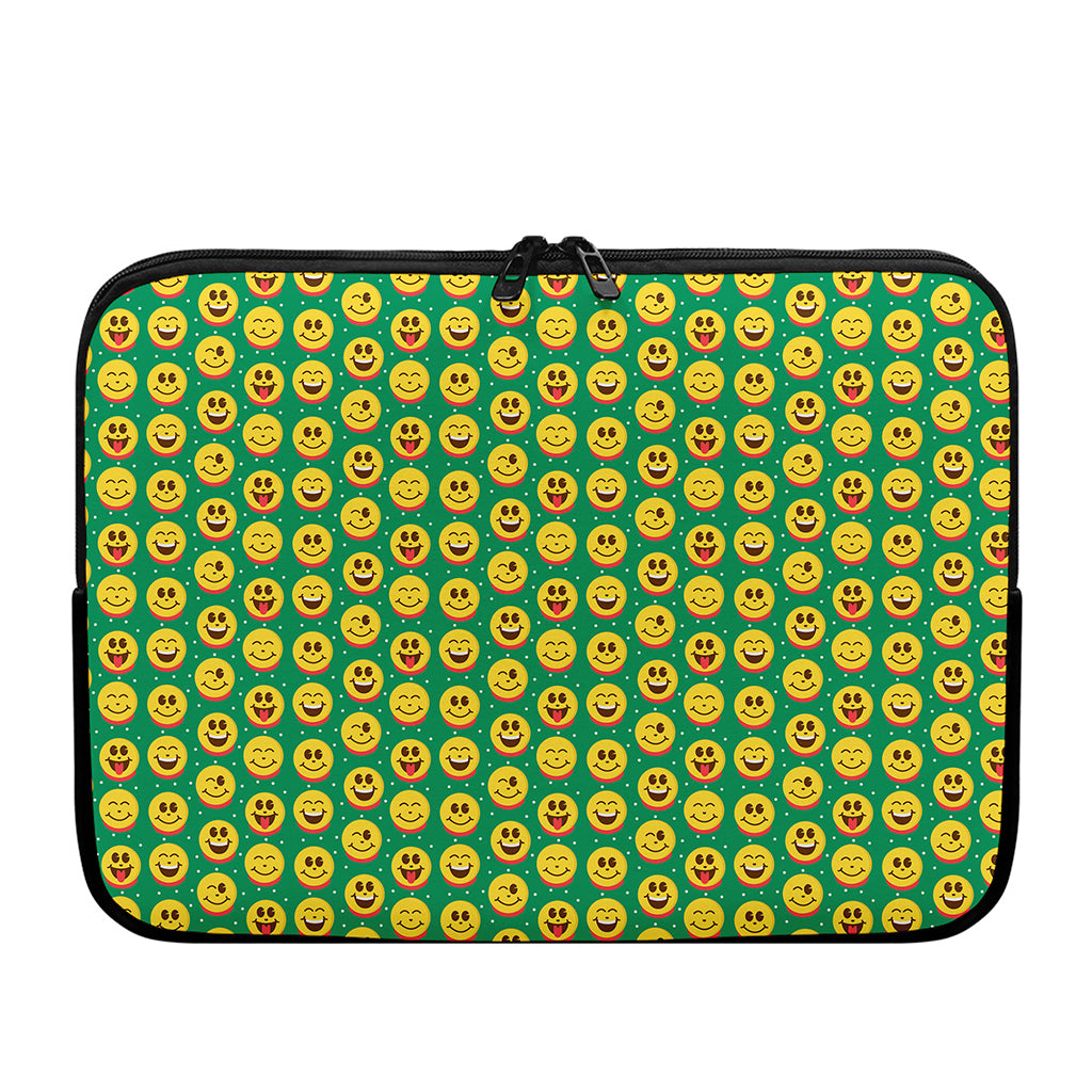 Cute Christmas Emoji Pattern Print Laptop Sleeve