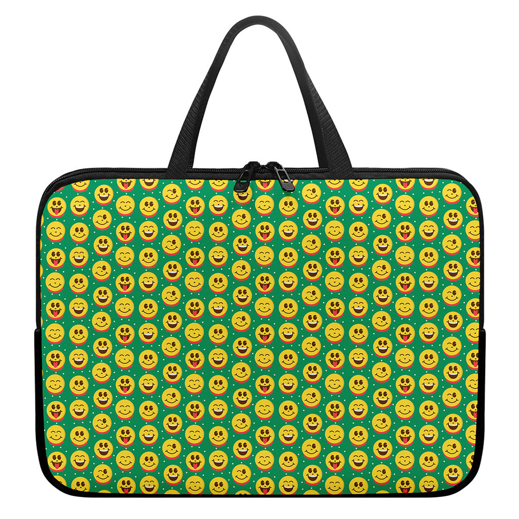 Cute Christmas Emoji Pattern Print Laptop Sleeve With Handle