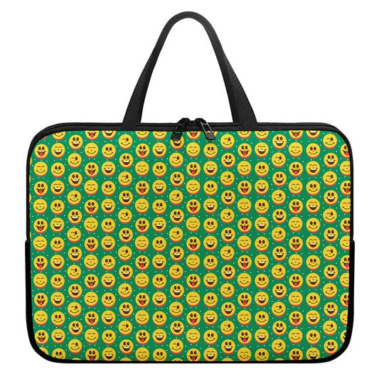 Cute Christmas Emoji Pattern Print Laptop Sleeve With Handle