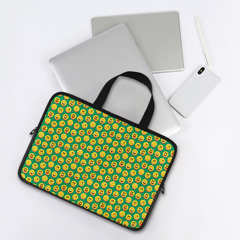 Cute Christmas Emoji Pattern Print Laptop Sleeve With Handle