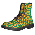 Cute Christmas Emoji Pattern Print Lace-Up Boots