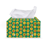 Cute Christmas Emoji Pattern Print Leather Tissue Box Cover