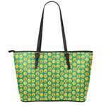 Cute Christmas Emoji Pattern Print Leather Tote Bag