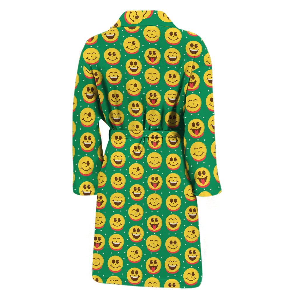 Cute Christmas Emoji Pattern Print Men's Bathrobe