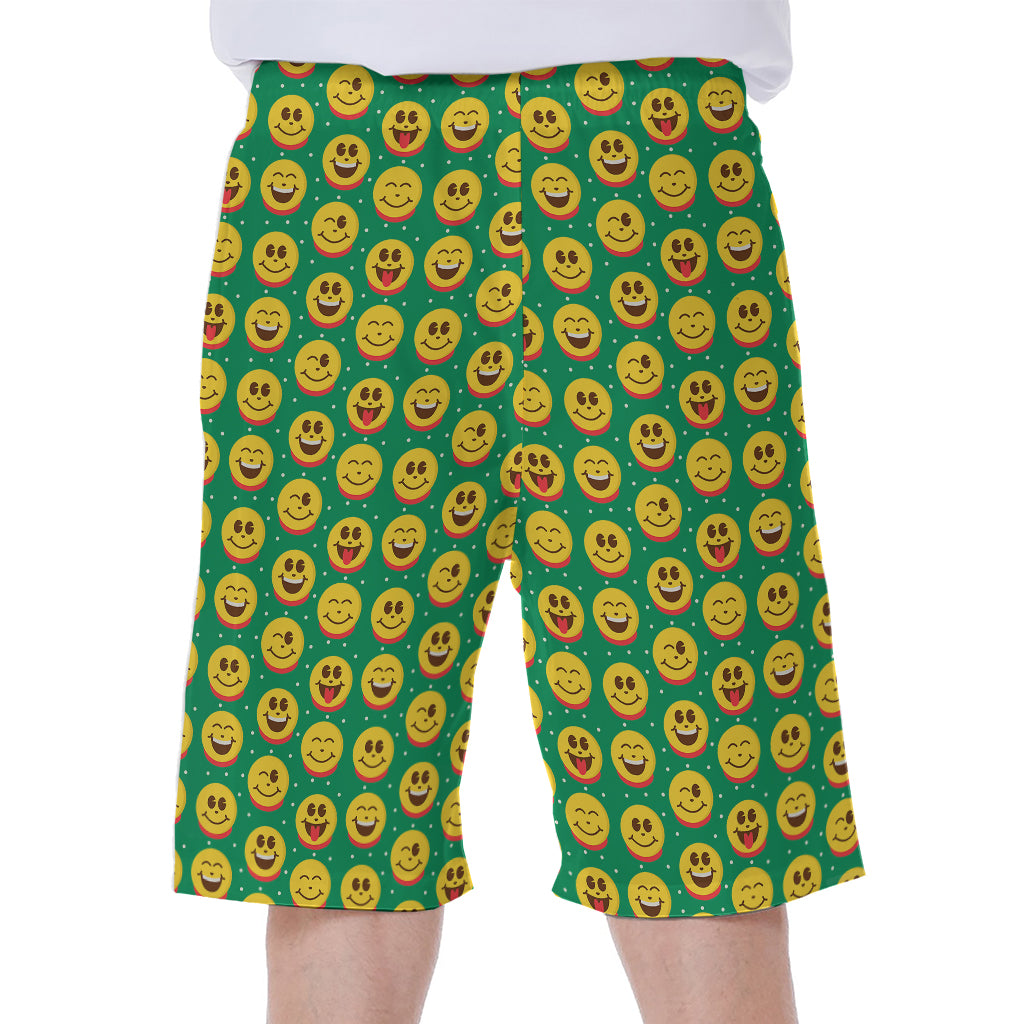 Cute Christmas Emoji Pattern Print Men's Beach Shorts
