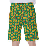 Cute Christmas Emoji Pattern Print Men's Beach Shorts