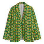 Cute Christmas Emoji Pattern Print Men's Blazer