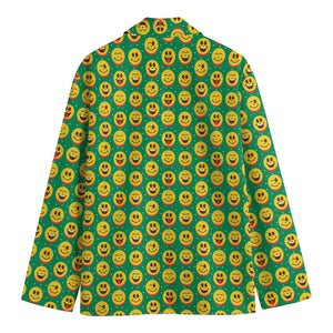 Cute Christmas Emoji Pattern Print Men's Blazer