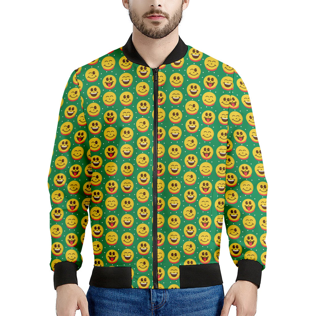 Cute Christmas Emoji Pattern Print Men's Bomber Jacket