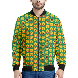 Cute Christmas Emoji Pattern Print Men's Bomber Jacket